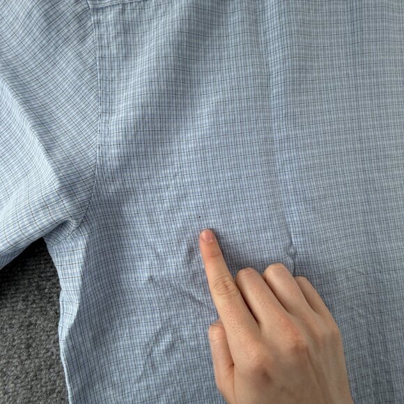 Quiksilver Rayon Polyester Check Short Sleeve Large Point Blue Pocket Mens Shirt - Picture 14 of 16